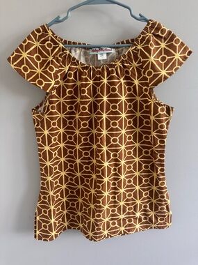 Haley and the Hound Boho Boutique 70's cap sleeve top all cotton‎ Women's L